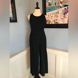 Black Linen Blend Sleeveless Jumpsuit Sz L